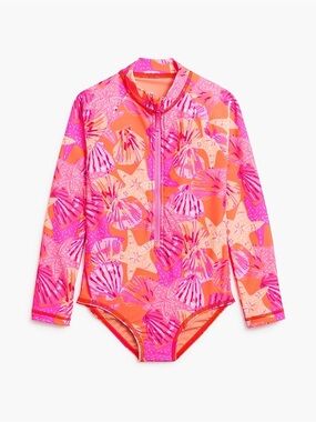 Crewcuts Pink & Orange Seashell Print Rashguard